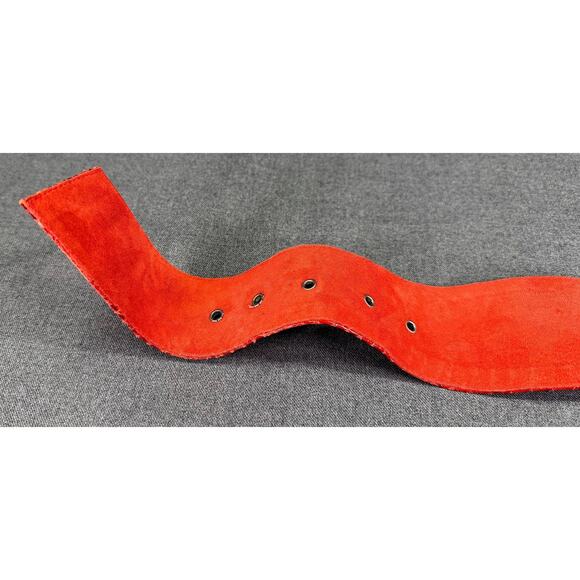 Vintage Genuine Red Reptile Skin and Suede Leather Belt - Picture 11 of 16